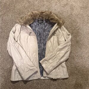 White Faux Fur Trim Jacket